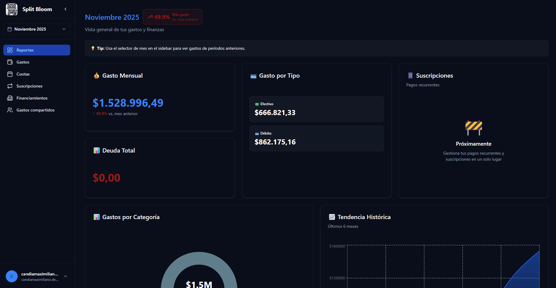 Vista previa de la aplicación Split Bloom